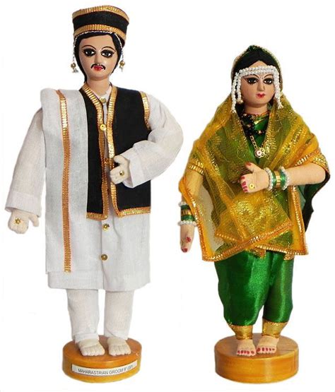 Maharashtrian Bride And Bridegroom Bride Dolls Clothes Colourful Outfits