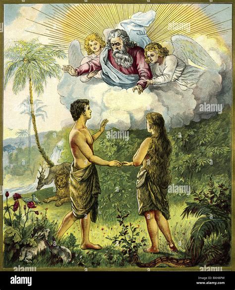 Religion Christentum Garten Eden Adam Und Eva Illustration