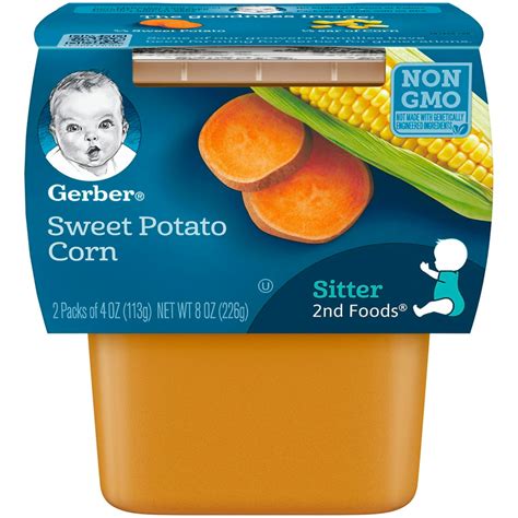 Gerber 2nd Foods Sweet Potato Corn Baby Food 4 Oz Tubs 2 Count