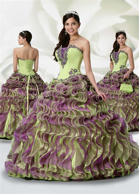 Sage And Purple Ball Gown Strapless Lace Up Full Length Quinceanera