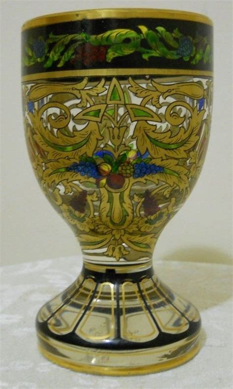 Signed Antique Bohemian Julius Muhlhaus Haida Enameled Art Glass Vase Glass Art Bohemia Glass