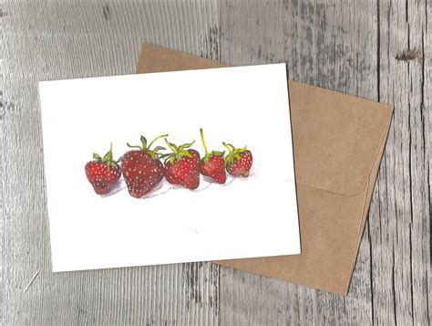 Tarjeta De Fresas Tarjeta única O Juego De 4 Tarjeta En Etsy España