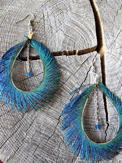 Peacock Feather Earrings Feather Fringe Earrings Long | Etsy | Feather jewelry, Peacock feather ...