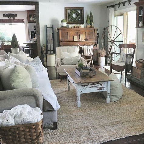 The living room of textiles dealer susan deliss' french country home is painted a soft blue, this perfectly counterbalances the busy prints of the fabrics she has chosen to decorate with. 30+ Gorgeous Country Farmhouse Decor Ideas For Living Room ...