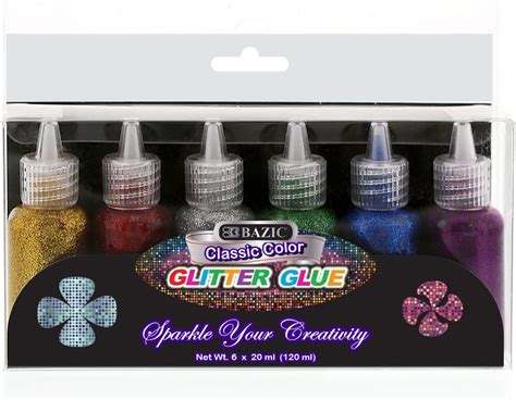 B Bazic Products 20 Ml Classic Color Glitter Glue 6pack