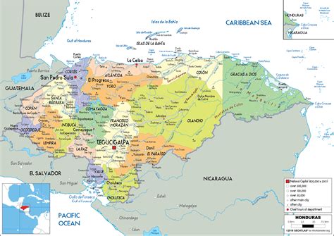 Honduras Map Political Worldometer
