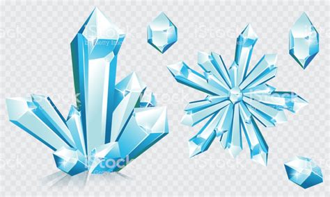 Collection Of Blue Ice Crystals And Crystal Snowflake Crystal Drawing