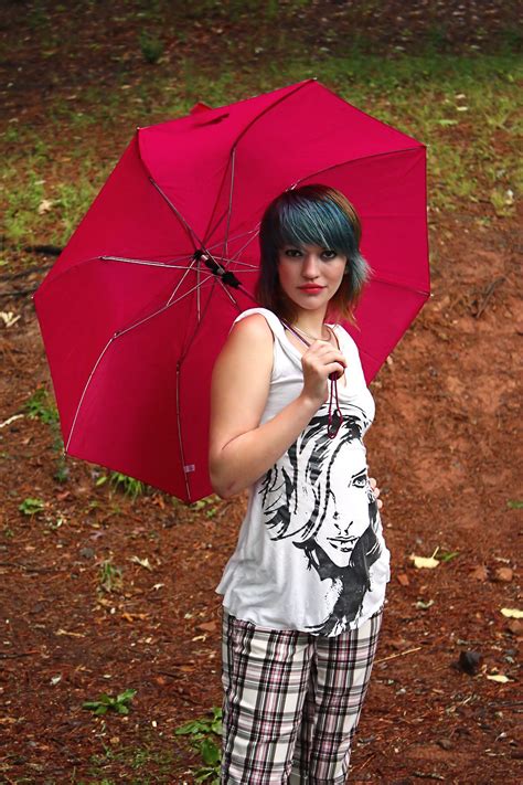 Umbrella Girl Free Stock Photo A Beautiful Young Woman Posing With
