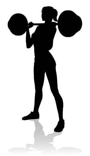 Gym Woman Silhouette Barbell Weights Stock Illustration Download