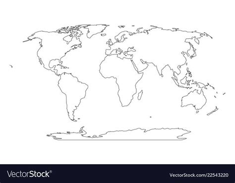 Outline Map Of World Simple Flat Vector Illustration Download A Free