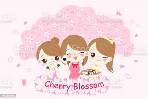 Girl With Chery Blossom Stock Illustration Download Image Now Adult