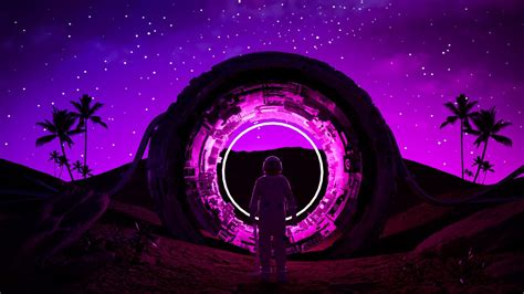 Wallpaper Astronaut Ring Neon Glow Dark Hd Picture Image