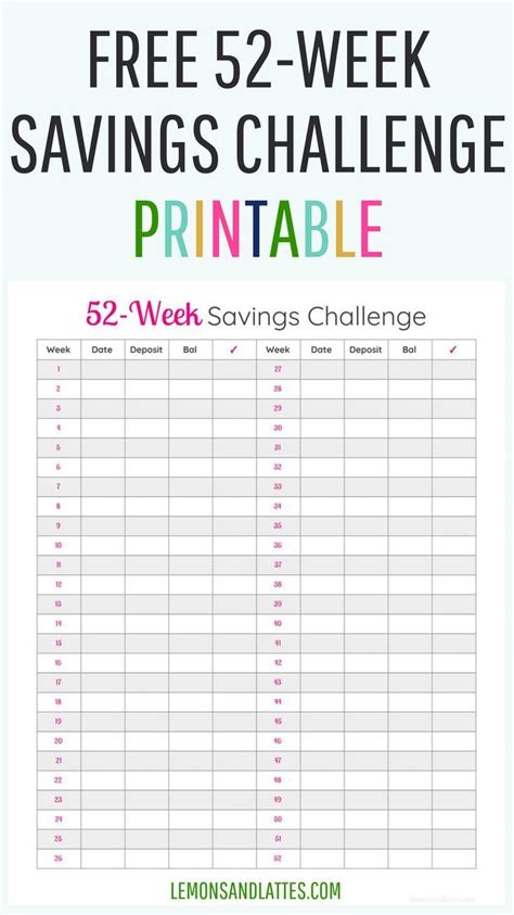 week money challenge printable  money challenge