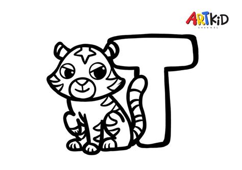 T Letter Tiger Alphabet Free Printable Coloring Pages