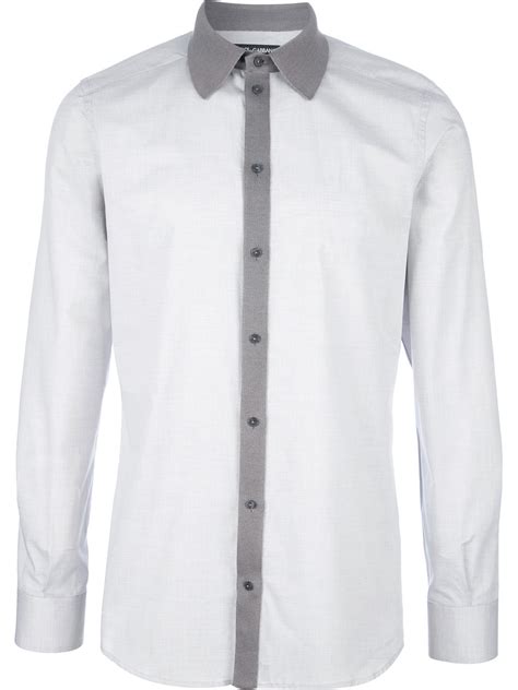 Dolce And Gabbana Contrast Collar Shirt In Gray For Men Grey Lyst