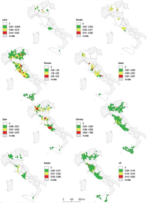 Rate Of Immigrants In Percent Over Italian Population From 8 EU Member