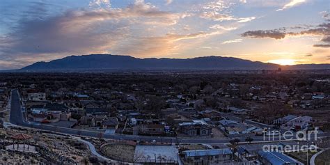 Panorama Of Albuquerque And Sandia Mountain At Sunrise From Pat Hurley