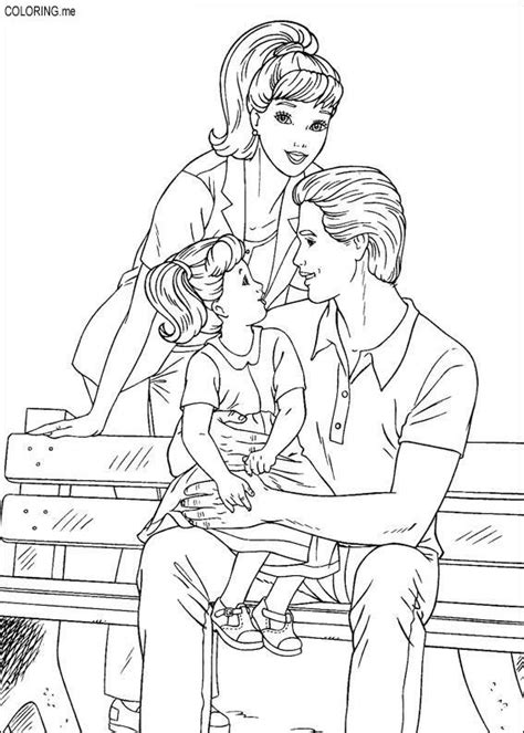 Coloring Page Barbie Ken And Their Children Coloringme