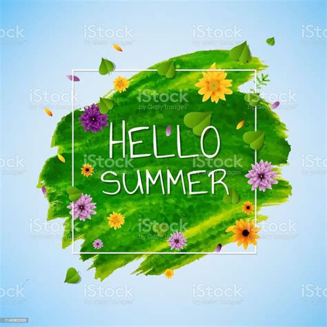 Hello Summer Banner With Flower Stock Illustration Download Image Now