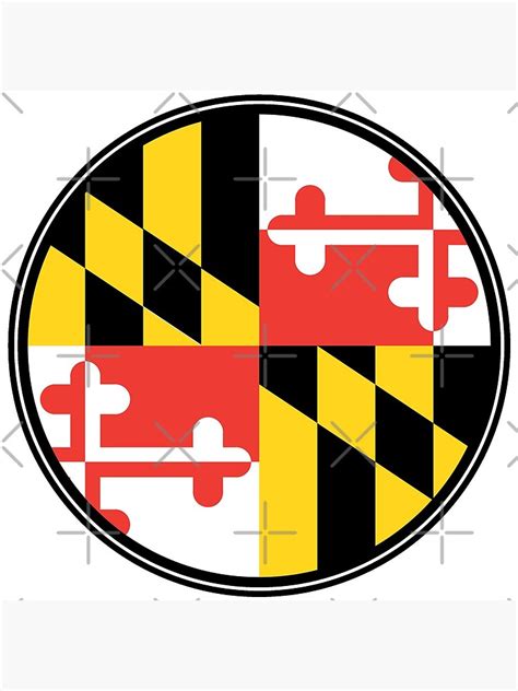 Maryland Flag Logo Circle Poster For Sale By Mayhemdesigns Redbubble