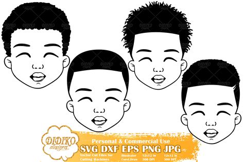 Black Boy Bundle Svg Cute Boy Girl Svg Silhouette File