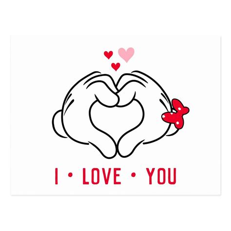 Mickey And Minnie Making Heart Sign With Hands Postcard