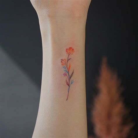 See more ideas about tattoos, flower tattoos, beautiful tattoos. Small watercolor flower tattoo on the wrist.