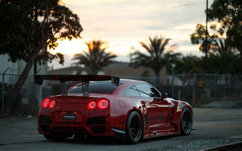 The great collection of nissan gtr r35 wallpaper for desktop, laptop and mobiles. Nissan GTR R35 red car rear view wallpaper | cars | Wallpaper Better