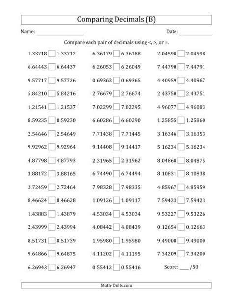 Comparing Numbers To Hundred Thousands Worksheets