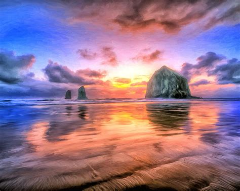 This is one of my favorite painting spots, and a great i've been painting my whole life and back in 2001 i traded my graphic design career for the humble life of a full time artist. Cannon Beach Sunset Painting by Dominic Piperata
