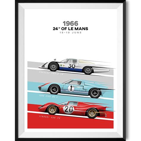 24 Hours Of Le Mans 1966 Poster Art Print • Rear View Prints