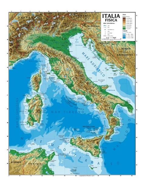 Italia Mappa Fisica Carta Plastificata A Dimensioni X Cm My Xxx Hot Girl
