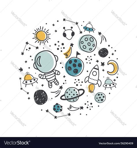 Space Concept In A Circle White Background Vector Image