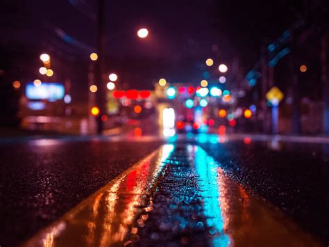 Wet Road On Rainy Night Wallpapers Hd Desktop And Mobile