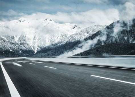 Top 60 Snowy Mountain Road Stock Photos Pictures And Images Istock