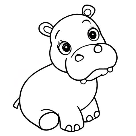 Baby Hippo Coloring Page · Creative Fabrica