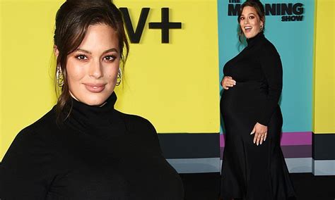Ashley Graham Beams Showing Off Her Baby Bump In Black Dress At NYC Screening Of The Morning