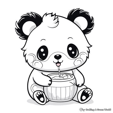 Animals Drinking Boba Coloring Pages Free And Printable