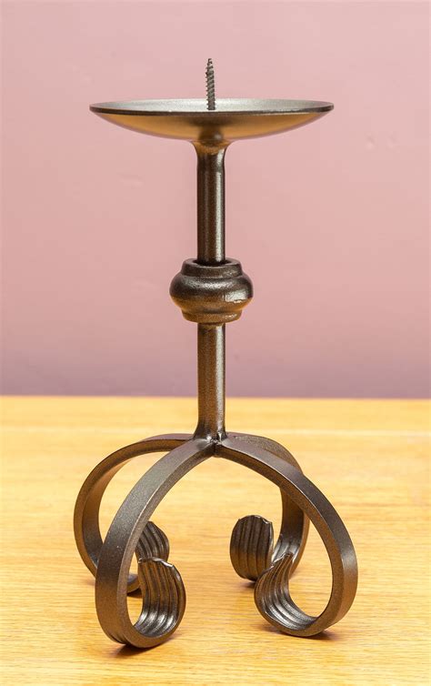Scroll And Collar Handmade Wrought Iron Pillar Candle Holder Etsy