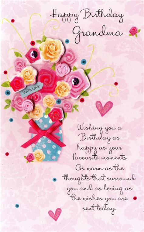 Happy Birthday Grandma Embellished Greeting Card Cards Love Kates