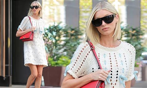 Elsa Hosk Puts On Leggy Display In Crochet Minidress While Heading To Coach Fashion Show In Nyc