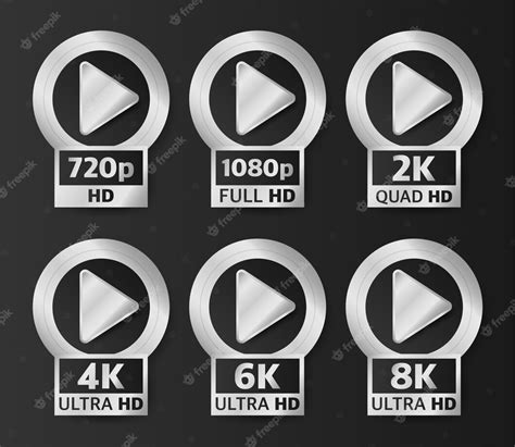 Premium Vector Video Quality Badges In Silver Color On Black