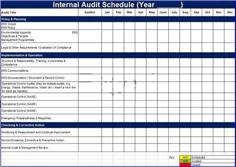 6 Free Audit Schedule Templates In Ms Word And Ms Excel