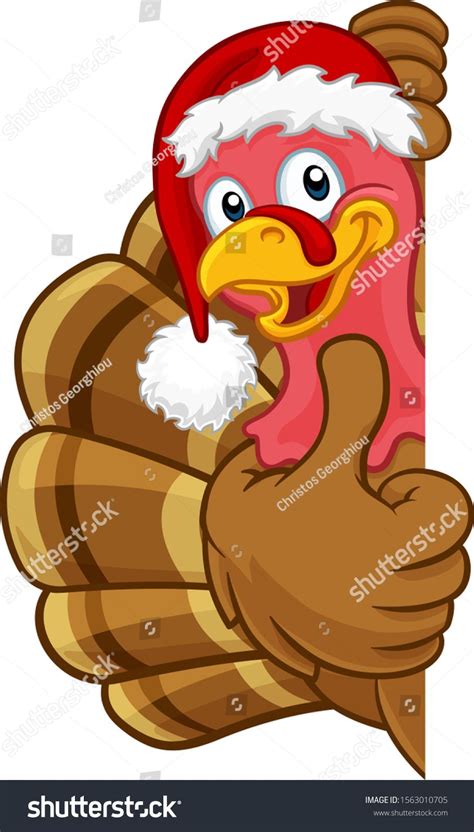 Turkey Christmas Or Thanksgiving Holiday Cartoon Character Wearing A