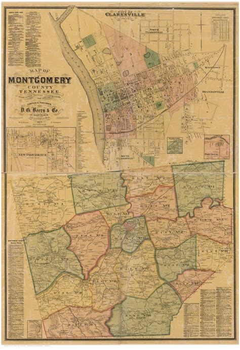 Montgomery County Tennessee 1877 Old Wall Map Reprint With Homeowner