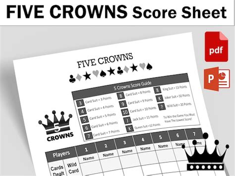 Five Crowns Score Sheet Printable Pdf Editable Source File Etsy