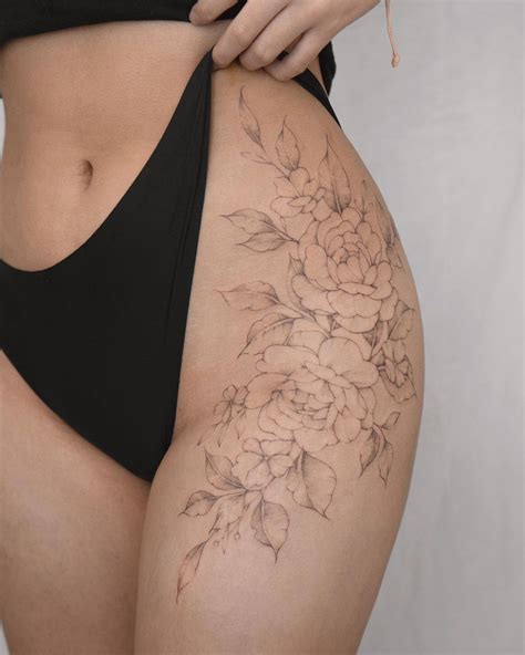 Flower Hip Tattoos Side Hip Tattoos Side Tattoos Women Hip Thigh Tattoos Floral Thigh