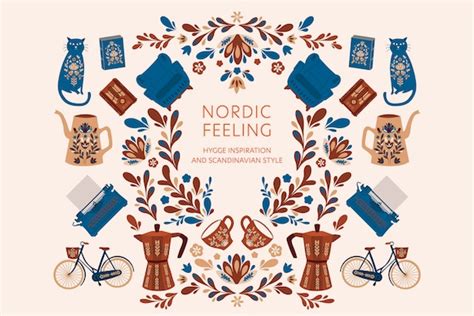 Cozy Scandinavian Clipart Nordic Folk Art Cozy Clipart Etsy
