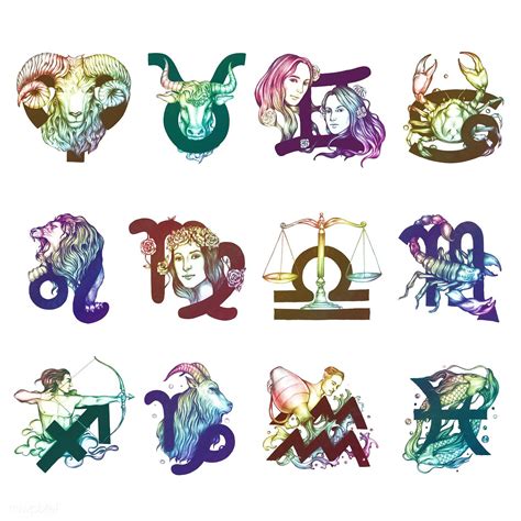 Set Of Horoscope Symbols Illustration Premium Image By