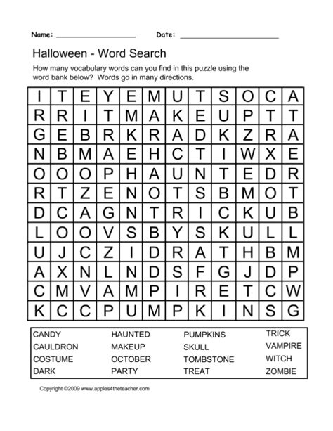 Try to make math less frustrating for your kids by giving them fun and interesting worksheets to do! Printable halloween word search puzzle spooky halloween ...